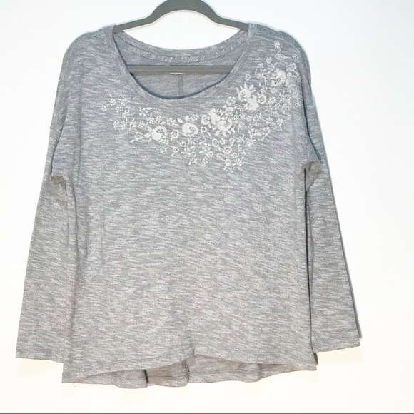 aerie Sweaters - Aerie | Grey Embroidered Crewneck Size Large